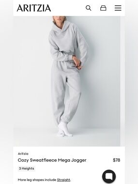 Aritzia  cozy mega fit Heather chrome  Sweatpants with Tag M